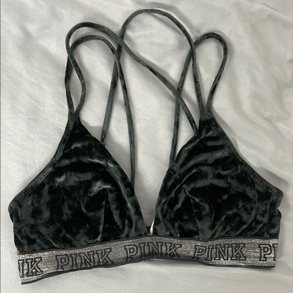 PINK Victoria's Secret Velvet Bralette in Green